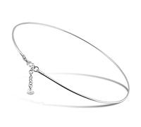 Dankadi Women 925 Sterling Silver 2MM Solid Dome Collar Necklace Simple Fashion Golden 16 "18" 20 "+1.9 "Adjustable Length Choker Fine Jewelry Gifts, 16 inches, Sterling Silver, No Gemstone