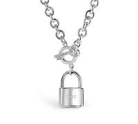 Dankadi Women 925 Sterling Silver Key Lock Pendant Necklace Fashion Solid Silver Rolo Chain Charm Choker Accessories Fine Jewelry Gift, 18 inches, Sterling Silver, No Gemstone