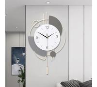 Dankeit Modern Wall Clock, 13x21.65inch, Beige, Pendulum, Quartz, Battery Operated, Silent, Round, Indoor, Wall Mount