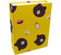 Dankeler Small Photo Album for Kids, 100 Pockets 4x6 Bookshelf Baby Picture Album, Slip-in Linen Cover Photo Book for Family(Bear)