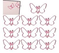 Danlai 10pcs Metal Paper Clip Pink Butterfly Shaped Paperclip Cute Paper Clips Decorative Kawaii Stationery Office Paper Clip