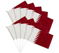 Danlai 10pcs Qatar Stick Flag Fade Resistant Hand Held Mini Flags Portable National Pennant Flags for Sports Events