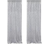 Danlai 2 Panels Sequin Backdrop Curtain, Glitter Drape for Wedding Birthday Baby Shower and Sparkly Scene Decoration