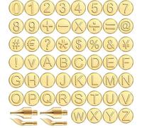 Danlai 56pcs Wood Burning Iron Carving Tips Copper Letter Hollow Hot Stamps Tip Set Alphabet Number Symbol Template for Diy Embossing Carving Crafts