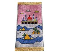 Danlai Children Muslim Prayer Carpet Cartoon Praying Rug Non-slip Worship Blanket Portable Prayer Mat Rug for Muslim Ramadan