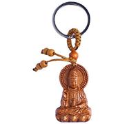 Danlai Collection Decoration Carving China Wood Buddhism Guan Kwan Yin Buddha Statue Pendant Key Chain