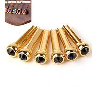 Danlai Guitar Bridge Pins 6pcs Brass Guitar Strings Cone Fixed Pins String Nail Pegs for Folk Acoustic Guitar Replacement Parts