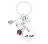 Danlai Halloween Keychain Sorcerer Witch Broom Keychain Charm Bead Key Ring Hanging Bag Decor Keychain for Men Women