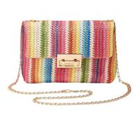 Danlai Multi Colored Striped Straw Handbag Casual Summer Shoulder Bag Beach Rainbow Crossbody Weave Messenger Bag for Women