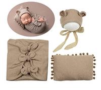 Danlai Newborn Photography Props Outfits Baby Knit Wraps Posing Pillow Bear Hat Set Photo Accessories