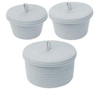 Danlai Round Cotton Rope Storage Basket with Lid 3pcs/set Woven Storage Bin Dust-proof Storage Container Storage Basket for Home