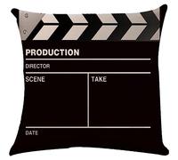 Danlai Throw Pillow Covers 45x45cm Black White Old Film Movie Action Clapperboard Decorative Cushion Case for Home Sofa Couch