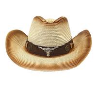 Danlai Western Cowboy Straw Hat Men's and Women's Summer Foldable Windproof Rope Cap Outdoor Beach Wide Brim Sun Hat