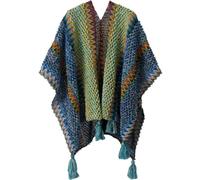 Danlai Women's Winter Poncho Warm Oversized Striped Cardigan Sweater Open Front Poncho Shawl Wraps Knit Poncho Cape for All Seasons