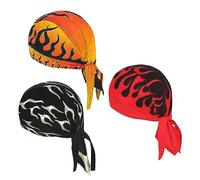 DANLCUPL 3 Pcs DOO Rags Dew Rag Skull Cap Pirate Hat Cooling Head Wrap Bandana Helmet Liner for Men Cycling Motorcycle, Black, S/L