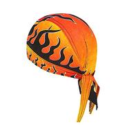 DANLCUPL DOO Rags Dew Rag Skull Cap Pirate Hat Cycling Bandana Motorcycle Biker Cooling Head Wrap Beanie Helmet Liner, Fire Flames Orange Yellow, One Size