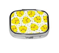 Danlim Portable Pill Storage Box Imported Stainless Steel Pill Box Small Pill Container with Mirror for Pocket Wallet and Travel Gift Yellow Chicken