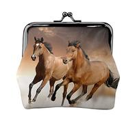 Danlim Women'S Leather Coin Purse Vintage Small Purse Cash Bag With Kiss Lock Running Horse, Black, One Size, Neutral