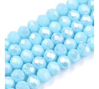 DanLingJewelry 1000Pcs Light Sky Blue Faceted Rondelle Glass Beads 4mm AB Colour Plated Electroplate Crystal Abacus Beads for Jewellery Making Crafts