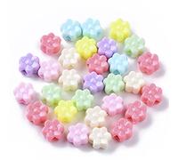 DanLingJewelry 1000Pcs Random Candy Colour Acrylic Flower Beads Plastic Flower Shape Beads Large Hole Pony Beads for Bracelets Jewellery Making