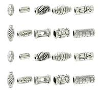 DanLingJewelry 100Pcs 10 Styles Antique Silver Column Spacer Beads Tibetan Metal Tube Loose Beads Craft Supplies for DIY Jewelry Craft Making