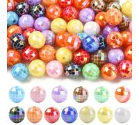 DanLingJewelry 100Pcs 15 mm Acrylic Disco Ball Beads Iridescent Faceted Round Bubblegum Beads for Jewellery Bracelet Necklace Making