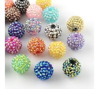 DanLingJewelry 100Pcs 20mm Acrylic Resin Rhinestone Disco Ball Chunky Bubblegum Beads for DIY Craft Supplies