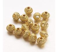 DanLingJewelry 100Pcs 5 mm Antique Golden Colour Spacer Beads Tibetan Style Lantern Shaped Beads for Bracelets Necklace Jewellery Making