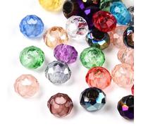 DanLingJewelry 100Pcs 8mm Colourful Glass Large Hole Rondelle Beads Crystal Transparent Faceted Round Beads for Jewellery Making Crafts