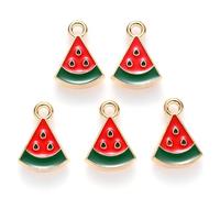 DanLingJewelry 100Pcs Alloy Enamel Watermelon Slice Charms Red Green Fruit Watermelon Enamel Charms for Jewellery Necklaces Bracelets Making