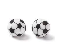 DanLingJewelry 100Pcs Black & White Football Silicone Focal Beads 15mm Soccer Ball Beads Sports Silicone Beads for Beadable Keychain Pen Making
