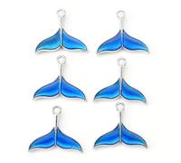 DanLingJewelry 100Pcs Blue Fish Tail Charm Whale Dolphin Mermaid Fishtail Ocean Animals Enamel Pendants for DIY Bracelets Necklaces Making