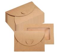 DanLingJewelry 100Pcs Brown Window Gift Card Envelopes 3.94 x 2.76 Inch Mini Kraft Paper Envelopes Elegant Gift Card Holders with Heart Shaped Clasp for Holidays Party Business Gift Cards Invitation