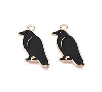 DanLingJewelry 100Pcs Enamel Bird Pendants Black Flying Animal Charms for DIY Jewelry Making Necklace Earrings