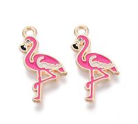 DanLingJewelry 100Pcs Enamel Flamingo Animal Pendants Mini Pink Bird Dangle Charms for DIY Jewelry Bracelets Necklaces Earrings Making Crafts