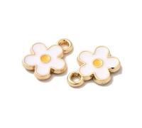 DanLingJewelry 100Pcs Enamel Flower Pendants Mini 5 Petal Floral Blossom Dangle Charms for Jewellery Bracelets Necklaces Making