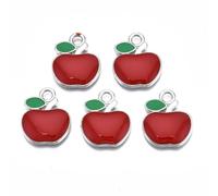 DanLingJewelry 100Pcs Enamel Fruit Dangle Charms Red Apple Pendant Charms Craft Supplies for Handmade Earrings Necklaces Bracelets Making