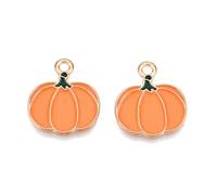 DanLingJewelry 100Pcs Enamel Pumpkin Pendants Orange Imitation Food Vegetables Charms for Jewellery Making Necklace Bracelets