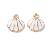 DanLingJewelry 100Pcs Enamel Sea Shell Pendants White Ocean Theme Shell Shape Charms for Jewellery Necklaces Bracelets Making