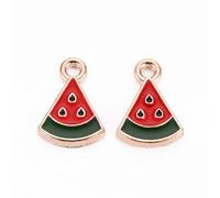 DanLingJewelry 100Pcs Enamel Watermelon Slice Pendant Imitation Fruit Dangle Charms for DIY Jewellery Making Bracelet Necklace