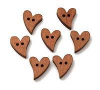 DanLingJewelry 100Pcs Flat Heart Shaped Wooden Buttons Rustic Wood Coloured Love Heart Buttons with 2 Holes for Sewing Knitting Clothing Craft Decor
