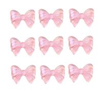 DanLingJewelry 100Pcs Glitter Powder Bowknot Transparent Resin Flatback Cabochons Pink Bowtie No Hole Beads for Nail Art Scrapbook Phone Case Decor