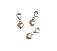 DanLingJewelry 100Pcs Love Heart Charms Metal European Dangle Charms Large Hole Heart Charm Pendants for Valentine Jewellery Making