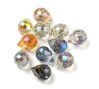 DanLingJewelry 100Pcs Mixed Colour Faceted Glass Drop Beads Electroplated Glass Teadrop Loose Beads for Jewellery Making Craft Supplies