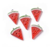 DanLingJewelry 100Pcs Opaque Resin Triangle Watermelon Slices Pendants Watermelon Imitation Fruit Charms for DIY Craft Jewellery Making