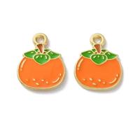 DanLingJewelry 100Pcs Persimmon Enamel Charms Golden Colour Plated Enamel Fruit Food Pendants for Jewellery Making DIY Crafting 15.5x12x1mm