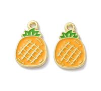 DanLingJewelry 100Pcs Pineapple Enamel Charms Golden Colour Plated Enamel Fruit Food Pendants for Jewellery Making 17.5x11x1mm