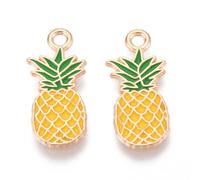 DanLingJewelry 100Pcs Pineapple Enamel Charms Summer Fruit Charm Pendants Accessories for DIY Necklaces Bracelets Keychain Jewellery Making