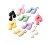 DanLingJewelry 100Pcs Rainbow Colour Opaque Resin Musical Note Pendants Music Symbol Flatback Charms for DIY Craft Jewellery Making