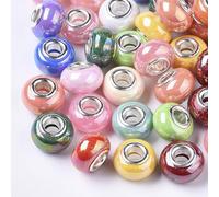 DanLingJewelry 100Pcs Random 14mm European Rondelle Beads AB Colour Resin Round Beads for Jewellery Making Pen Crafts